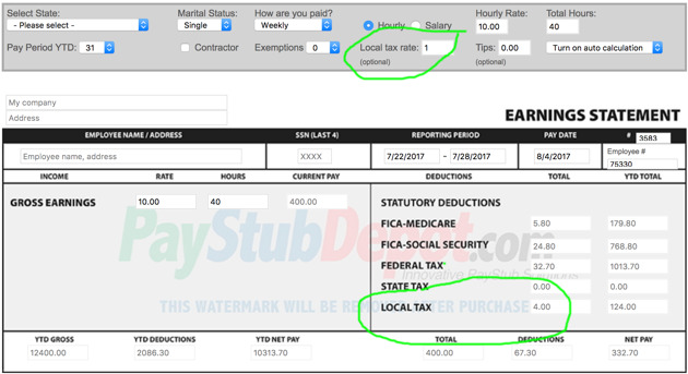 online pay stub generator taxas